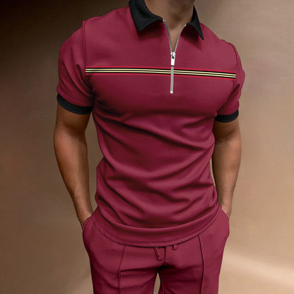 Herren Poloshirt Sportlich Kurzarm Streifenmuster Modern