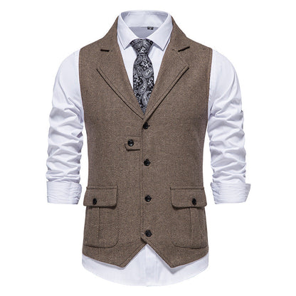 Herren Anzugweste Herringbone Stoff Elegant Modern
