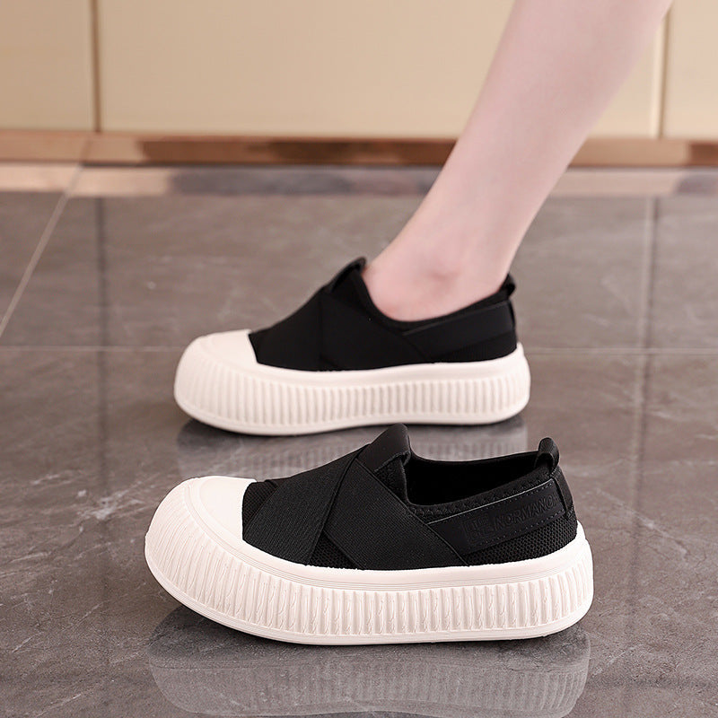 Damen Sneaker Slip-On Elastisch Rutschfest Schwarz Modisch
