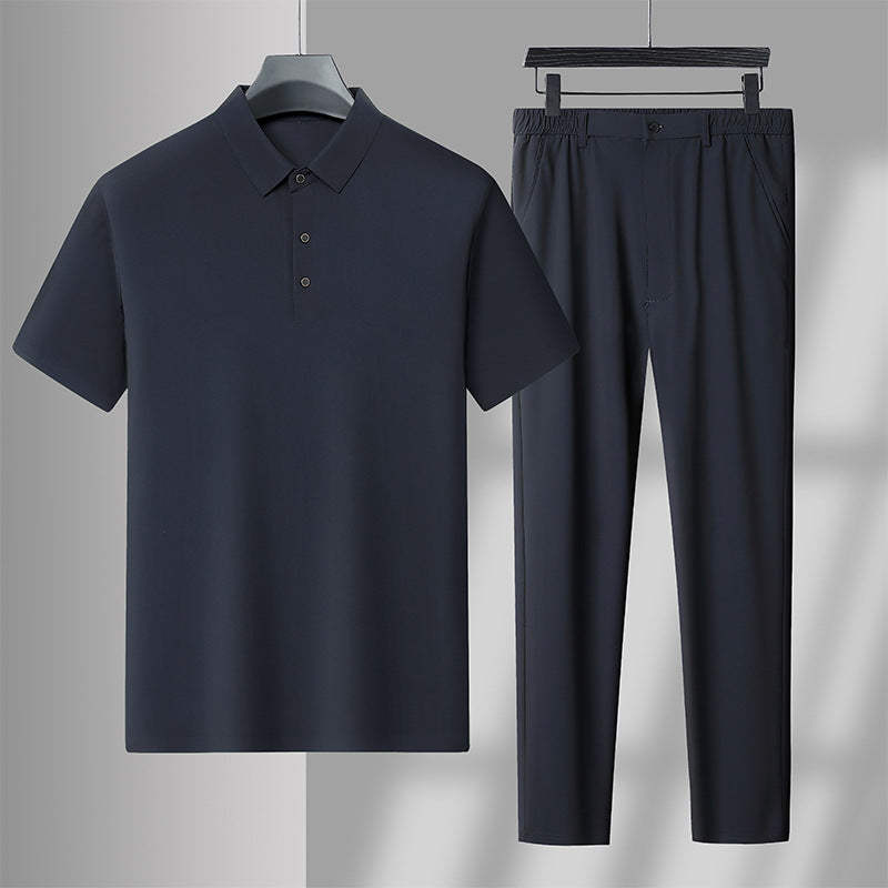 Herren Jogginghose Set mit Poloshirt Bequem Sportlich