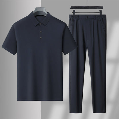 Herren Jogginghose Set mit Poloshirt Bequem Sportlich