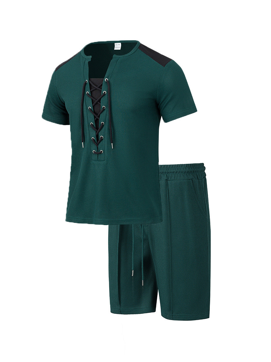 Herren Sportset Kurzarm Hemd elastische Hose