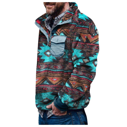 Herren Pulloverjacke Geometrisch Modern mit Brusttasche