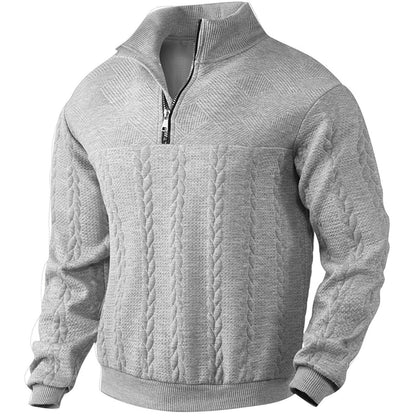 Herren Strickpullover Hoher Kragen Reißverschluss Modern