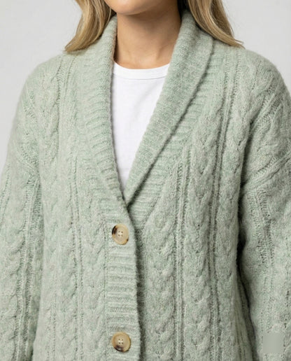 Damen Langstrickjacke Weich Flauschig Extrabreit