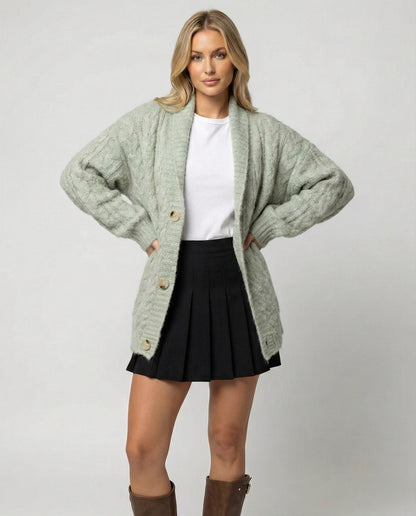 Damen Langstrickjacke Weich Flauschig Extrabreit - BerlinGlamour