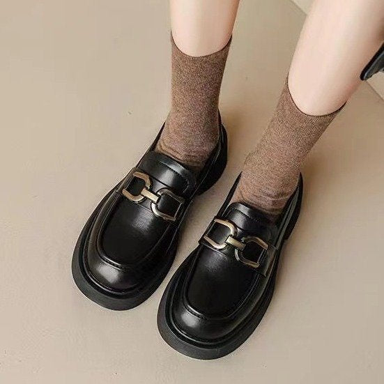 Damen Mokassins Elegante Schnallenverschluss Schuhe Modern