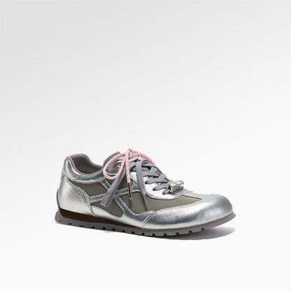 Damen Sneaker Sportlich Atmungsaktiv Metallic Glanz