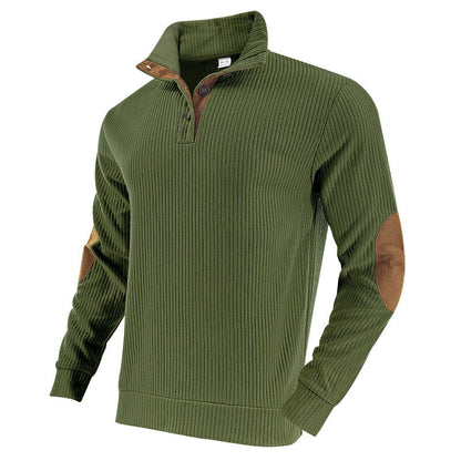 Herren Pullover Modern Stehkragen Lederdetails Trendy