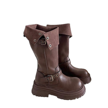 Damen Stiefel Robust Schnalle Riemen Verstellbar Winter