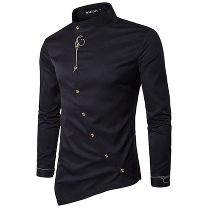 Herren Langarmhemd Asymmetrisch Modern Knöpfe Berlin