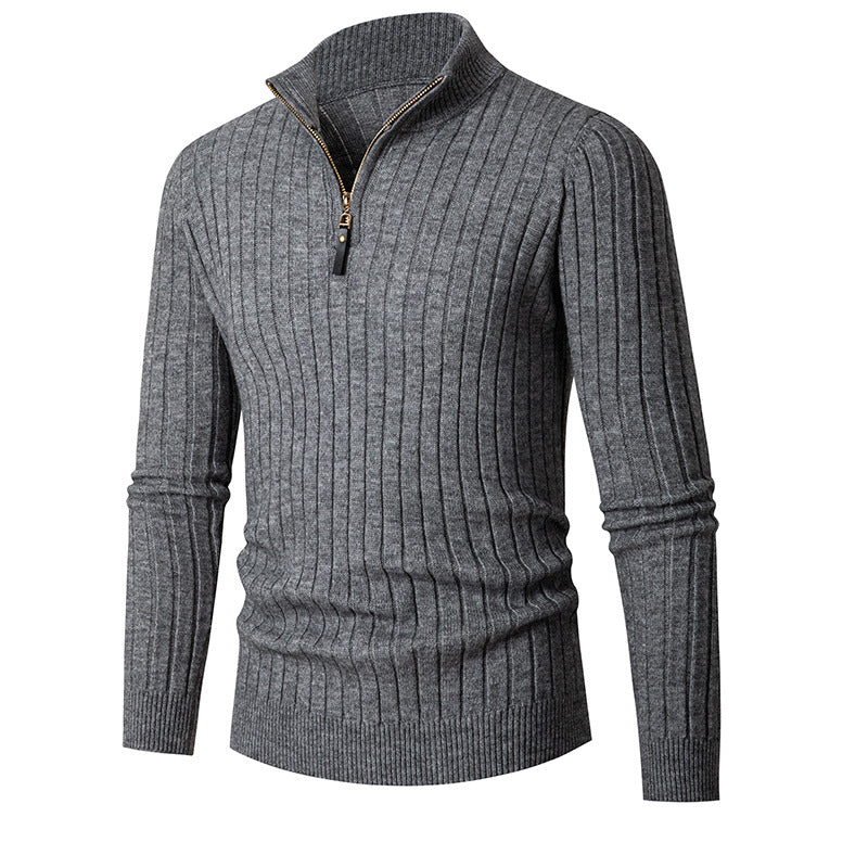 Herren Strickpullover Halbzipp Modern Rippstruktur