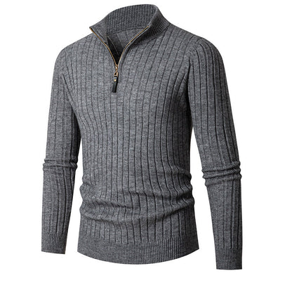 Herren Strickpullover Halbzipp Modern Rippstruktur