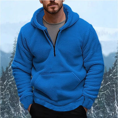Herren Fleece Hoodie Warm mit Kängurutasche und Reißverschluss