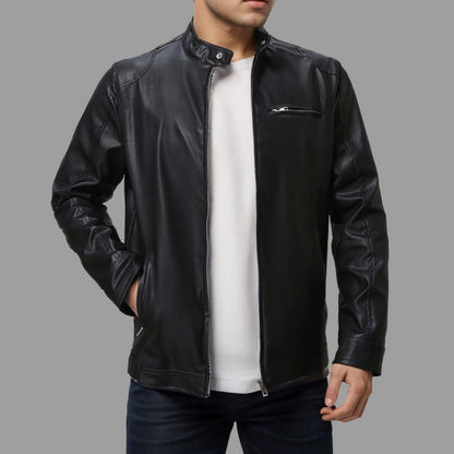 Herren Lederjacke Elegante Schwarz Ledermantel - BerlinGlamour