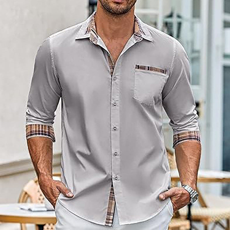 Herren Hemd Langarm Karo Muster Modern