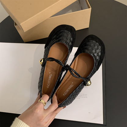 Damen Ballerinas Geflochtene Schuhe mit Schleife Elegante Mode