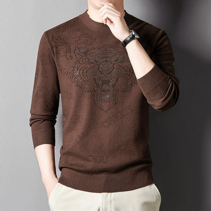 Herren Pullover Löwenmotiv Glamour Strick
