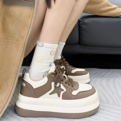 Damen Plateausneaker Sternen-Design Trendy Schuhe