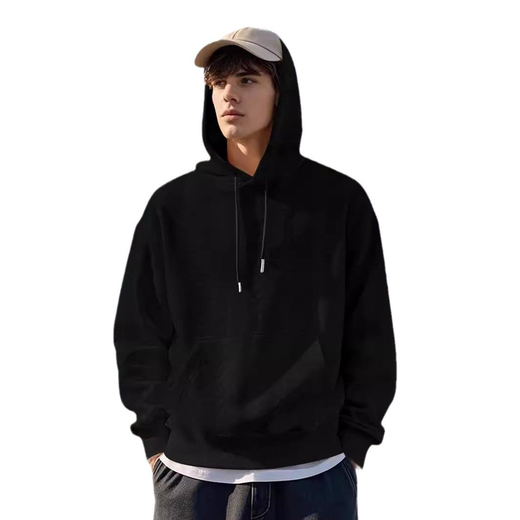 Herren Hoodie Strukturiert Kängurutasche Modern Grau