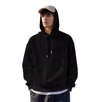 Herren Hoodie Strukturiert Kängurutasche Modern Grau