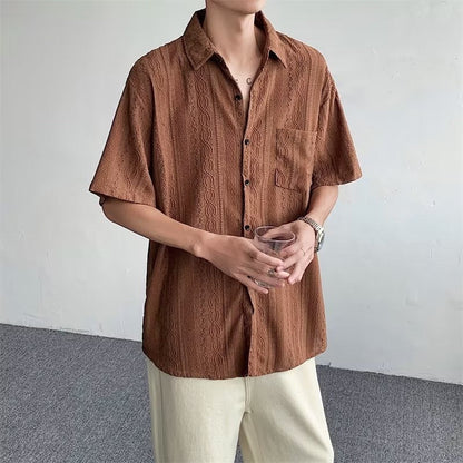 Herren Kurzarmhemd Modern mit Spitzen-Details Elegant