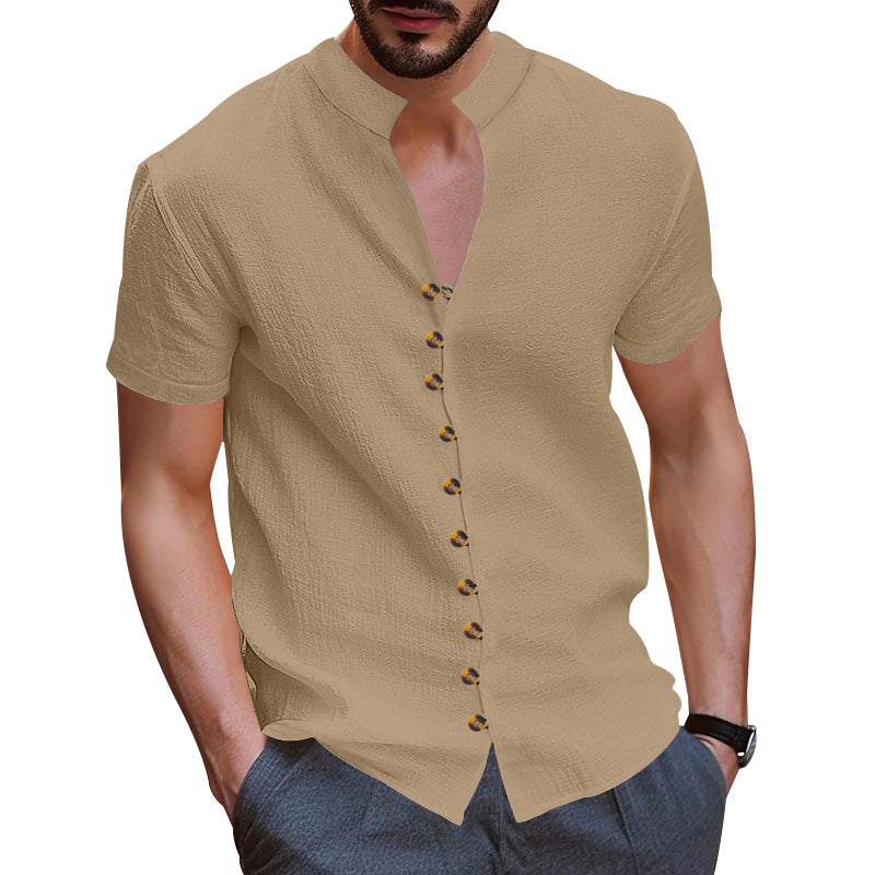 Herren Kurzarmhemd Modern Knopfdesign Slim Fit