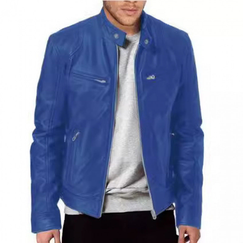 Herren Lederjacke Biker Stil Echtes Leder Schwarz
