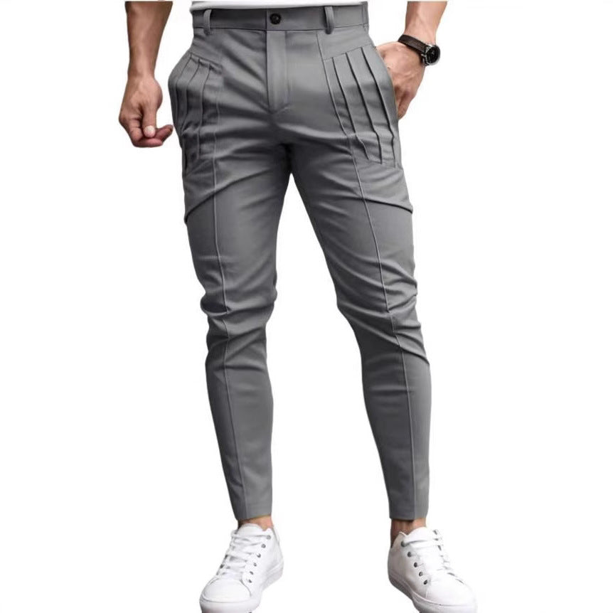 Herren Slim Fit Hosen Mit Falten Und Vielen Taschen