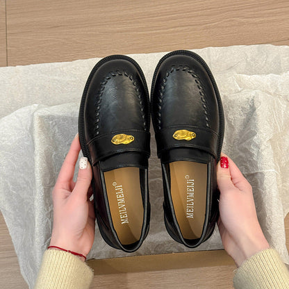 Damen Mokassins Elegante Schnalle Handgemacht Schwarz - BerlinGlamour