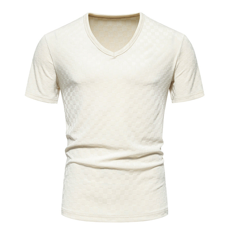 Herren Shirt V-Ausschnitt Strukturiert Modern