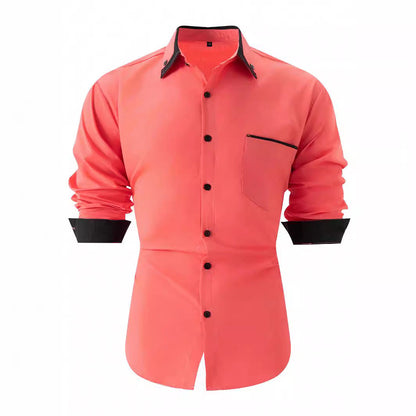 Herren Business Hemd Kontrast Akzent Modern Elegant