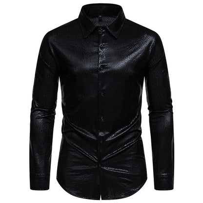 Herren Langarmhemd Glänzend Modernes Design Elegant