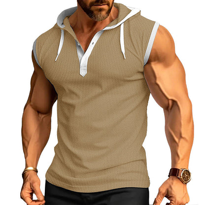 Herren Kapuzenshirt Ärmellos Sportlich Modern