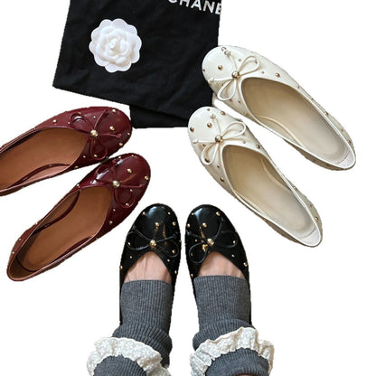 Damen Ballerinas Schleife Dekorativ Glitzernd
