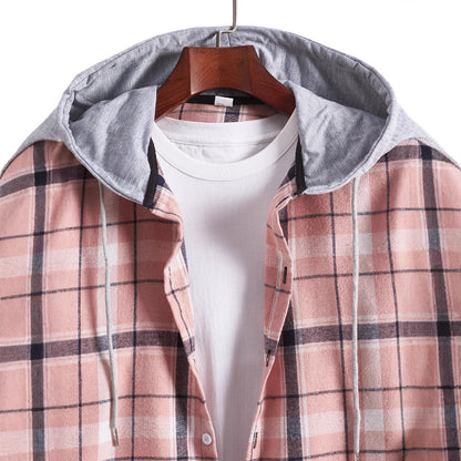 Herren Overshirt Kapuze Karomuster Modern