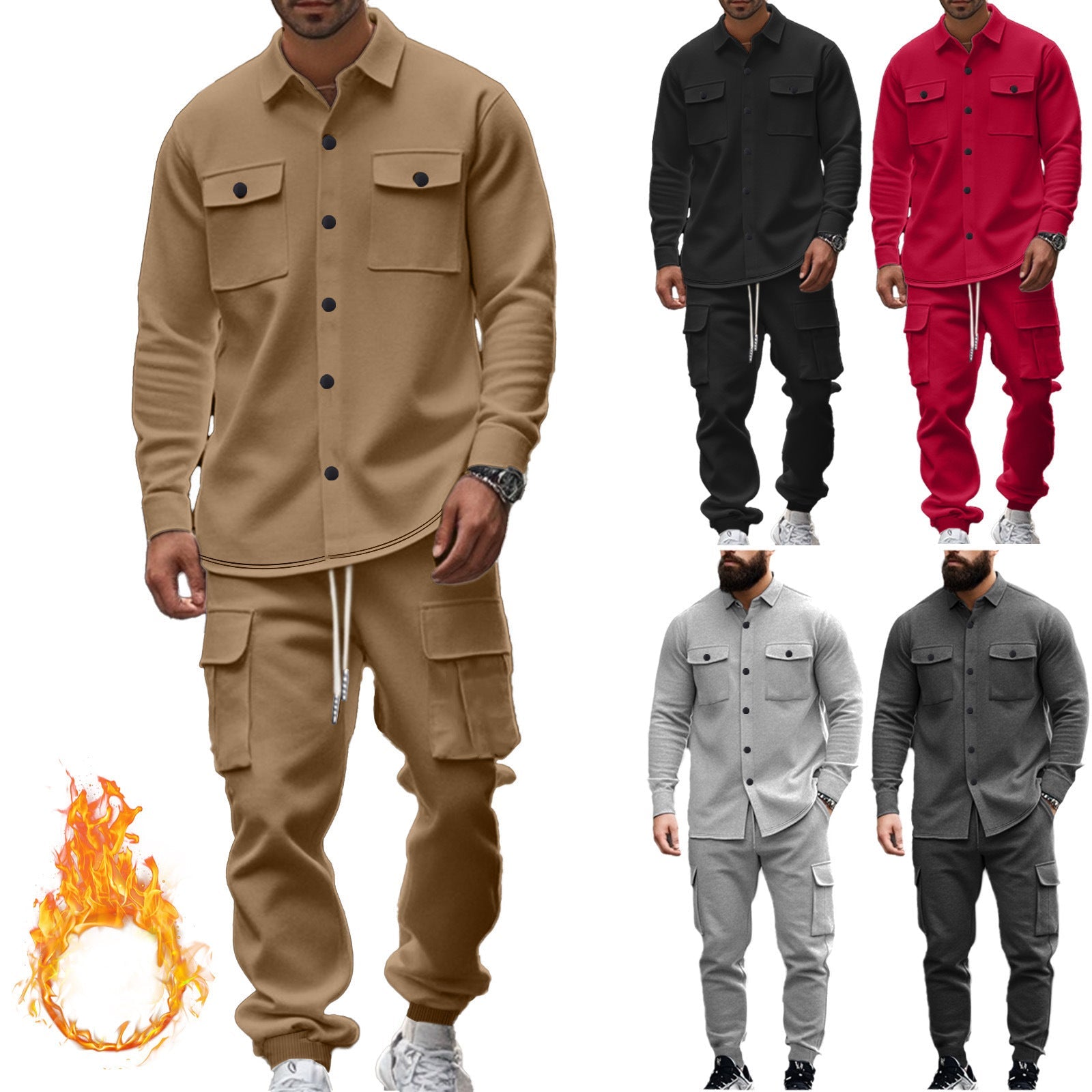 Herren Jogginganzug Cargo Bequem Funktions-Taschen - BerlinGlamour