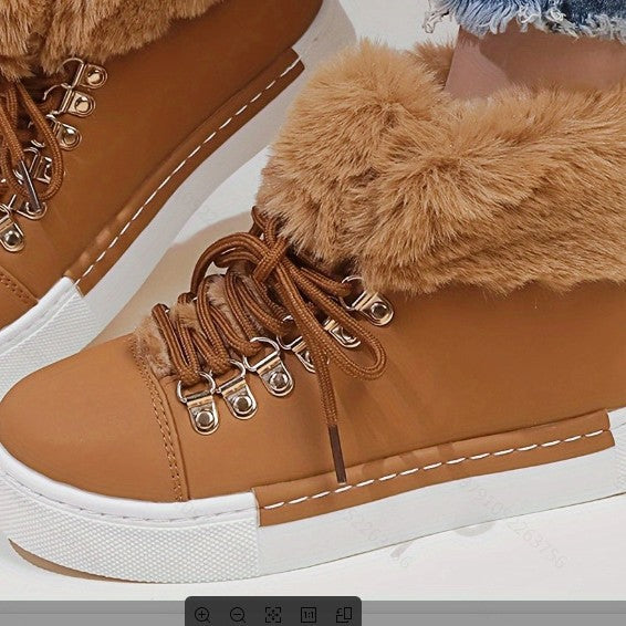 Damen Sneaker High-Top Sportlich Flauschig Winter
