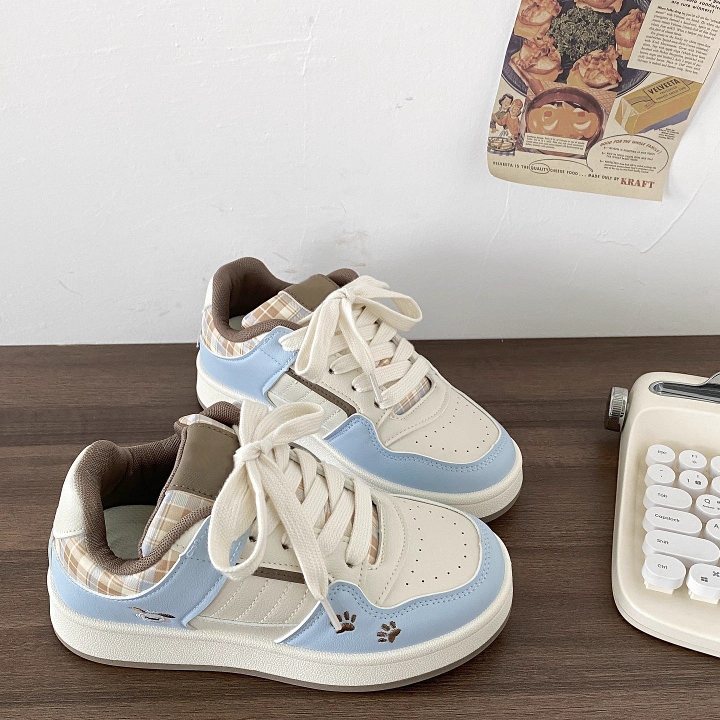 Damen Sneaker Karomuster Bequem Moderne Dämpfung