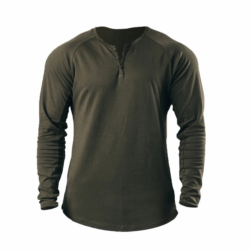 Herren Langarmshirt Baumwolle Hochwertig Knöpfbar Modern