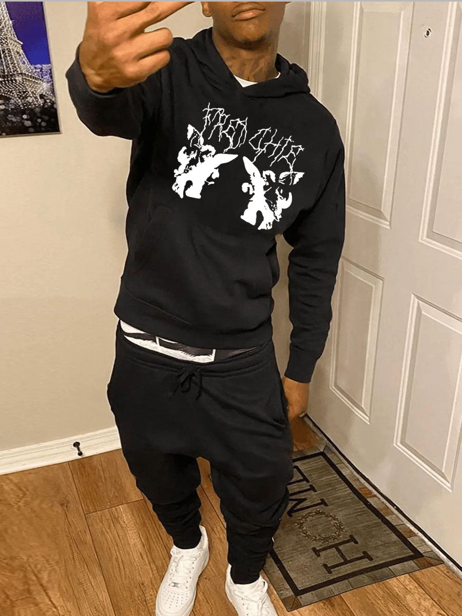 Herren Sportset Hoodie Jogginghose Graffiti Design Streetwear - BerlinGlamour