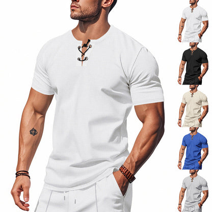 Herren T-Shirt Kurzarm mit Knopfverschluss Modern Style - BerlinGlamour