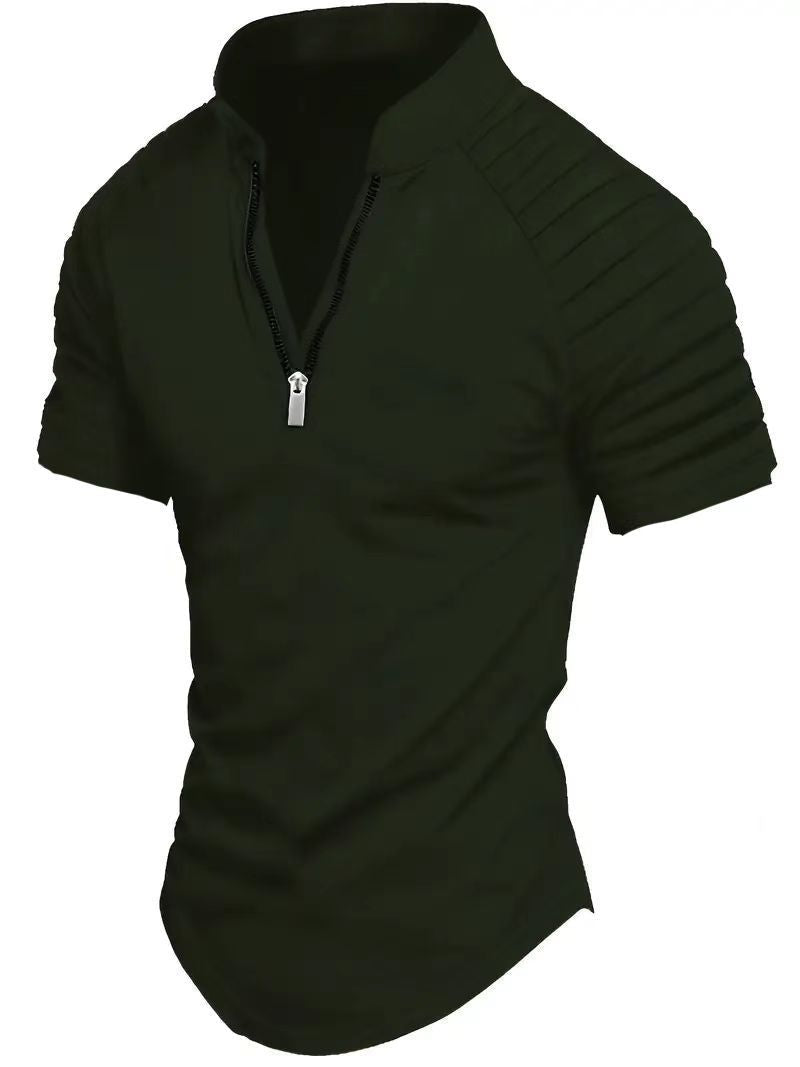Herren Sportshirt Kurzarm Zip Modern