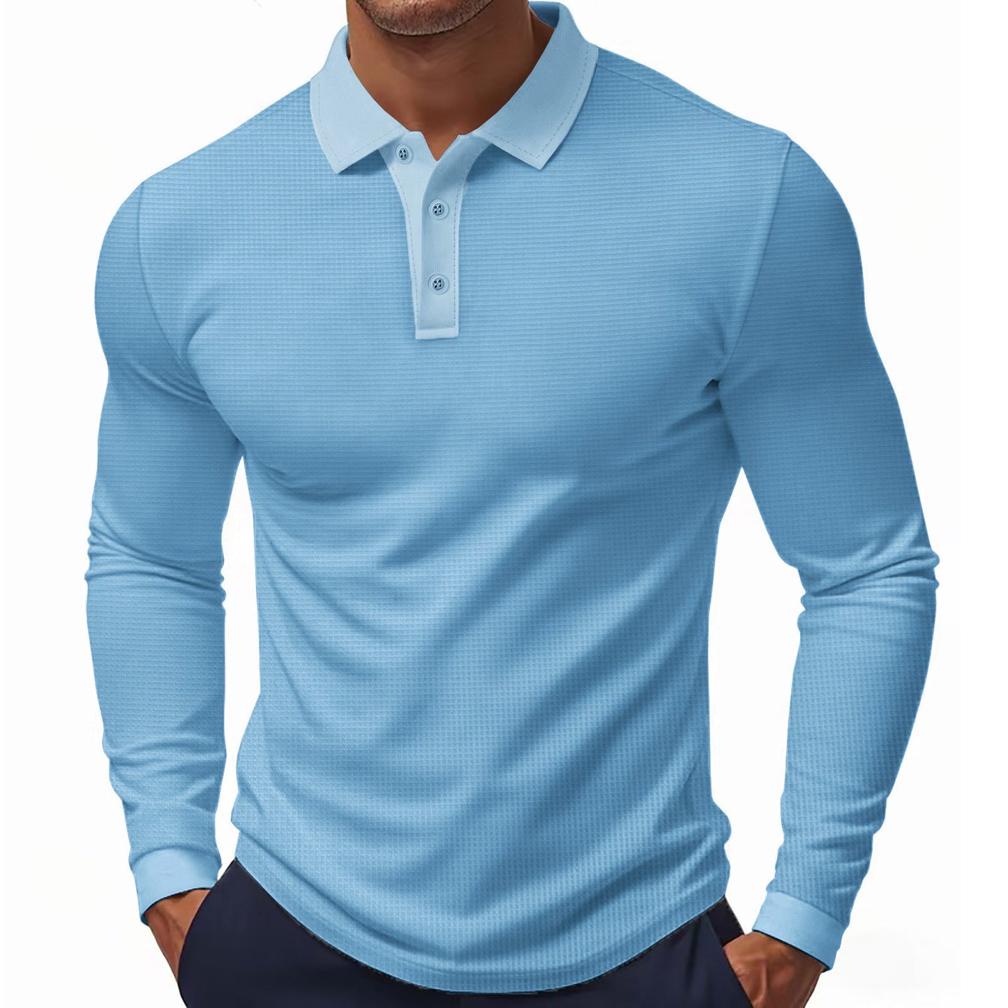 Herren Polohemd Langarm Modern Strukturiert Berlin Style