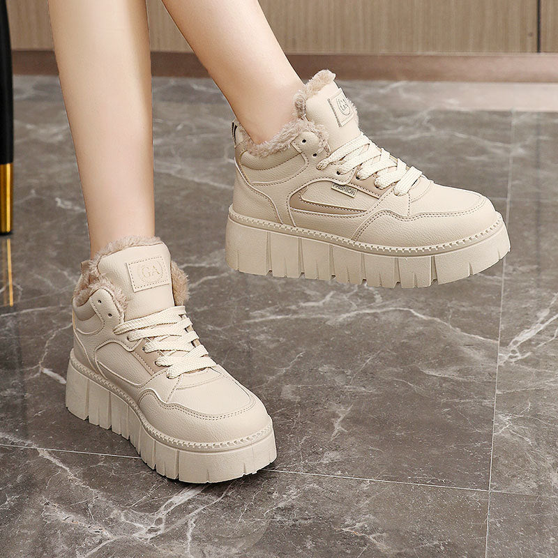 Damen Sneaker High-Top Plateau Schuhe Warm Fleece Innenfutter