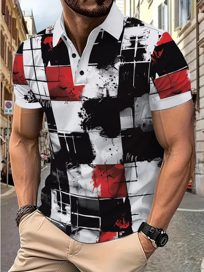 Herren Poloshirt Modern Grafik Design Berlin Style
