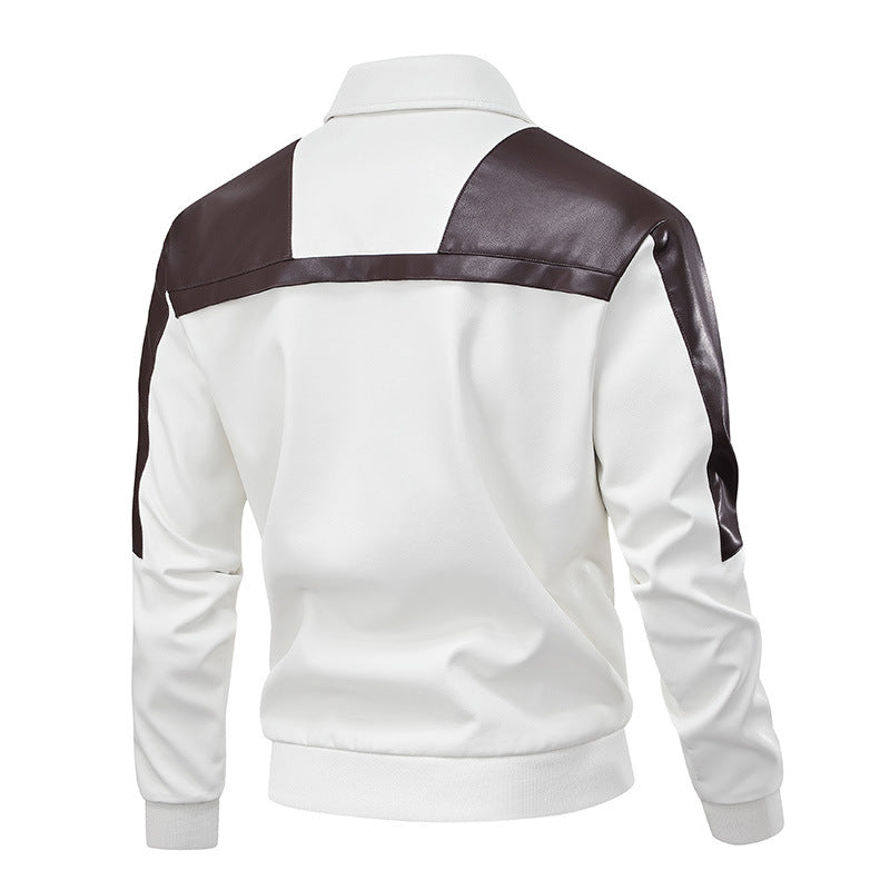 Lederjacke Herren Retro-Stil Elegant Schwarz