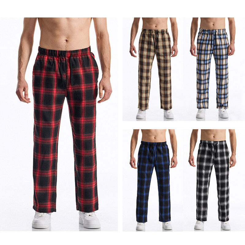 Herren Pyjama-Hose Flanell Bequem Gummibund Komfort