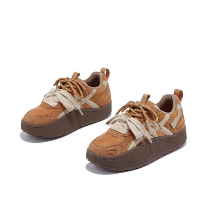 Damen Sneaker Hochplateau Sportlich Schnüren