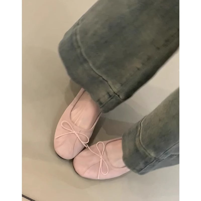 Damen Ballerinas Weich Bequem Schleifen Detail